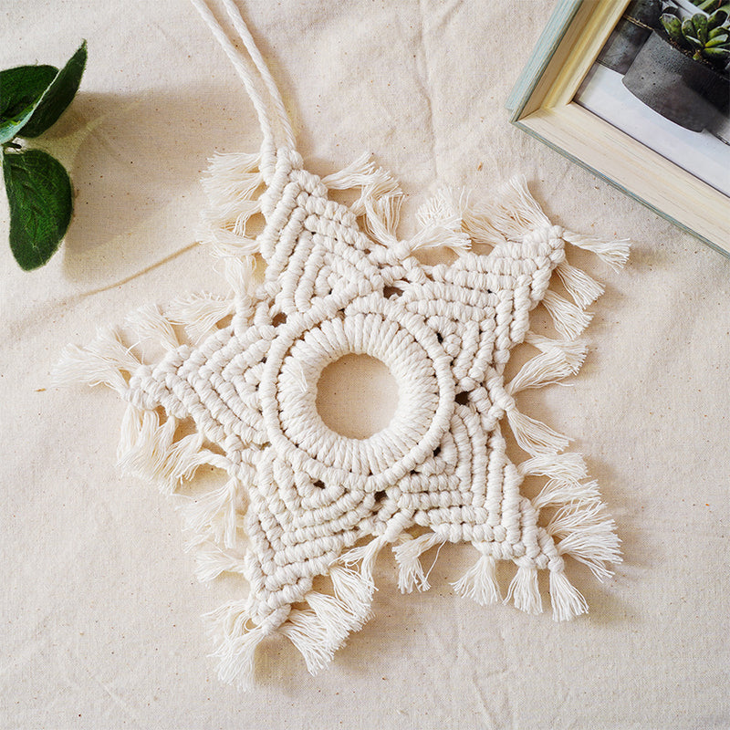 Hand-woven five-pointed star pendant