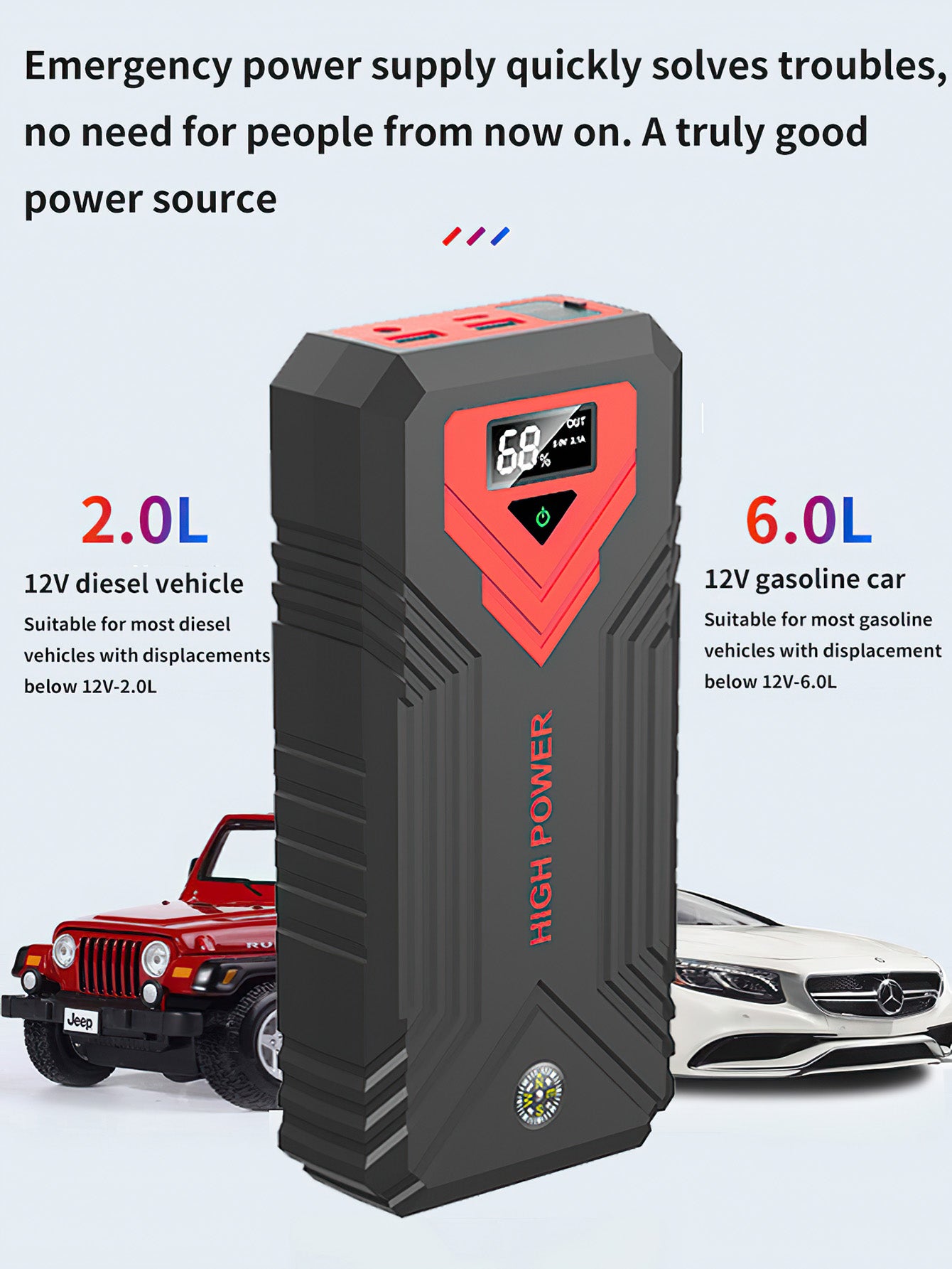 Car Emergency Jump Starter 12V High-Capacity Car Battery Rescue Power Bank