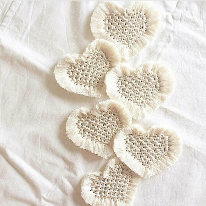 Hand-woven heart coasters