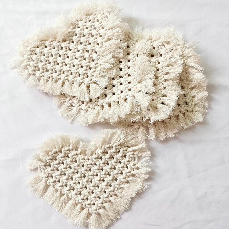 Hand-woven heart coasters