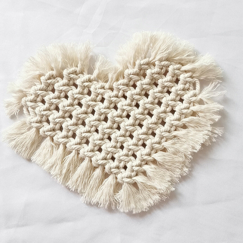 Hand-woven heart coasters