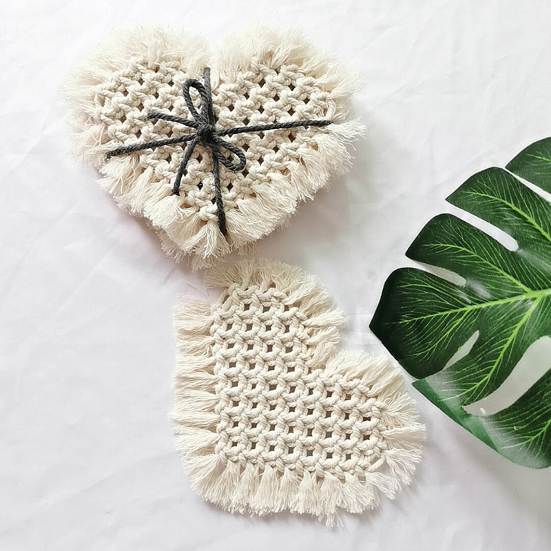 Hand-woven heart coasters