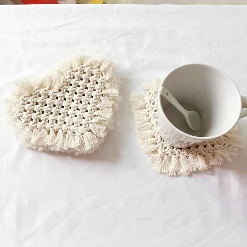 Hand-woven heart coasters