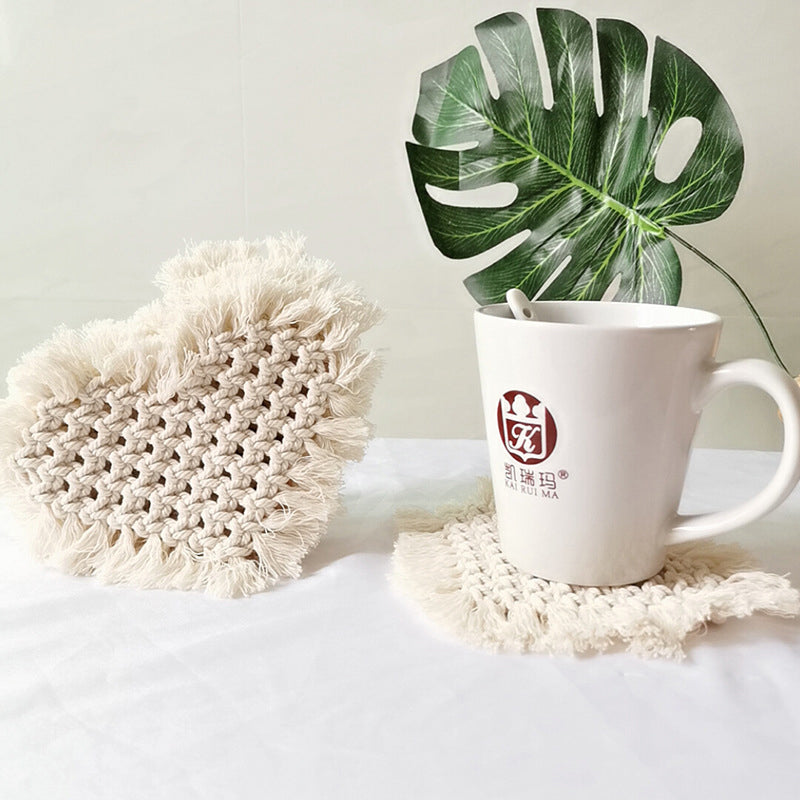 Hand-woven heart coasters