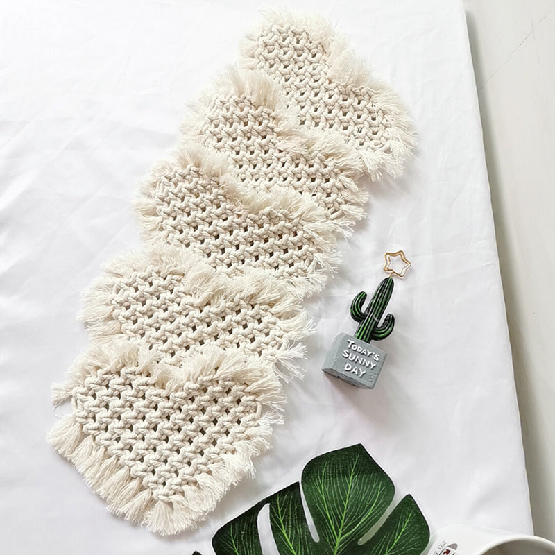 Hand-woven heart coasters