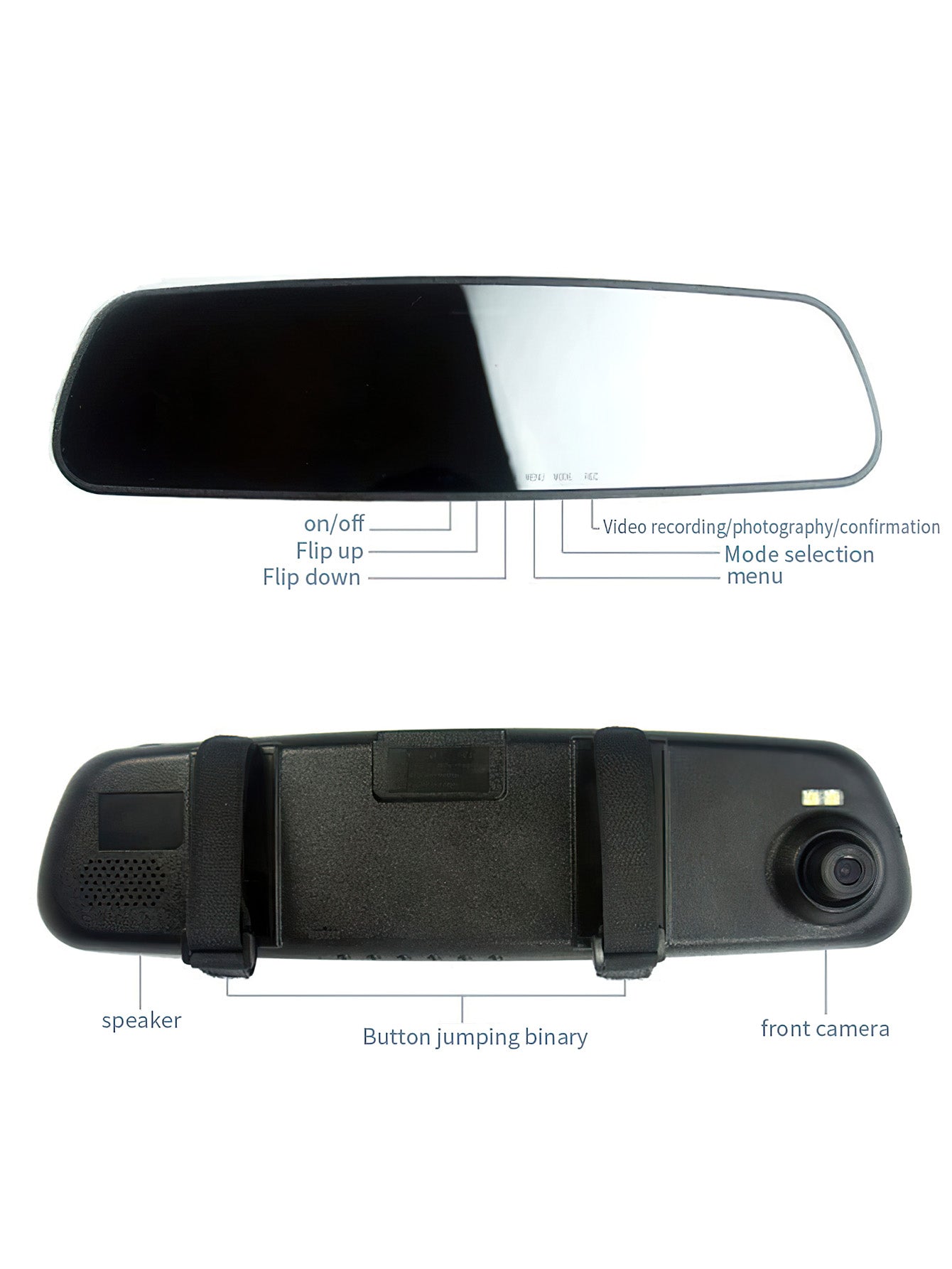 High-Definition Rearview Mirror DVR with Front and Rear Recording – 1080P