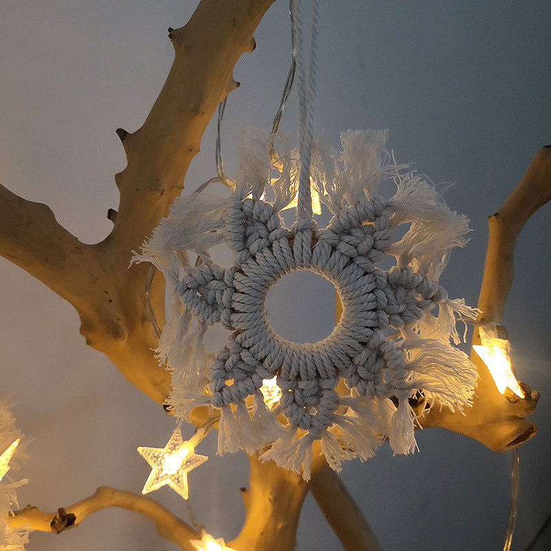 Hand-woven five-pointed star pendant