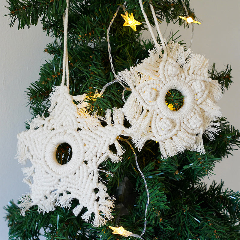 Hand-woven five-pointed star pendant