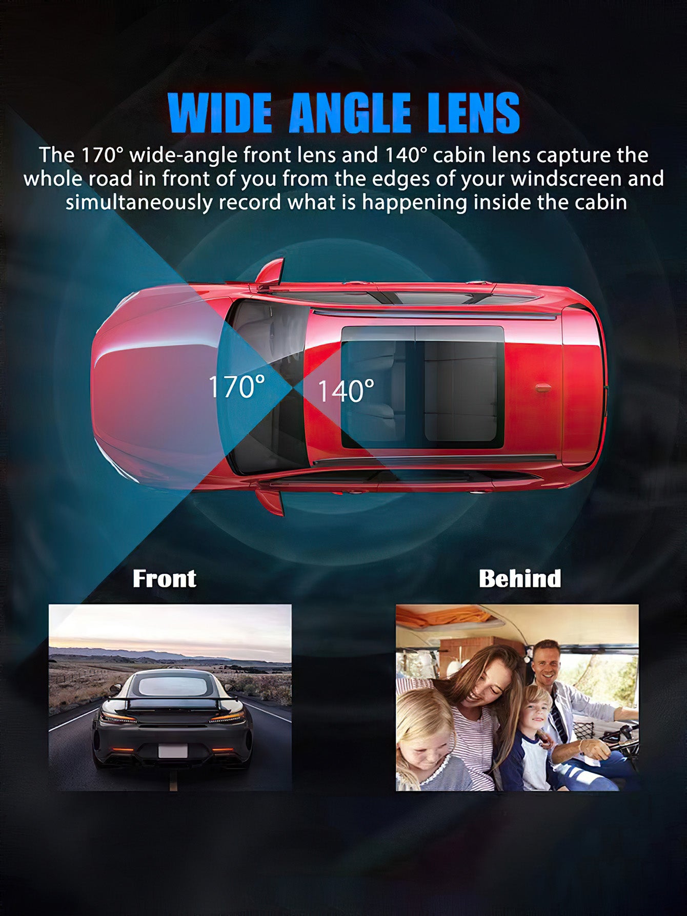 2-inch Screen WiFi Car DVR with 3-Lens 1080P HD, Parking Monitoring & Night Vision