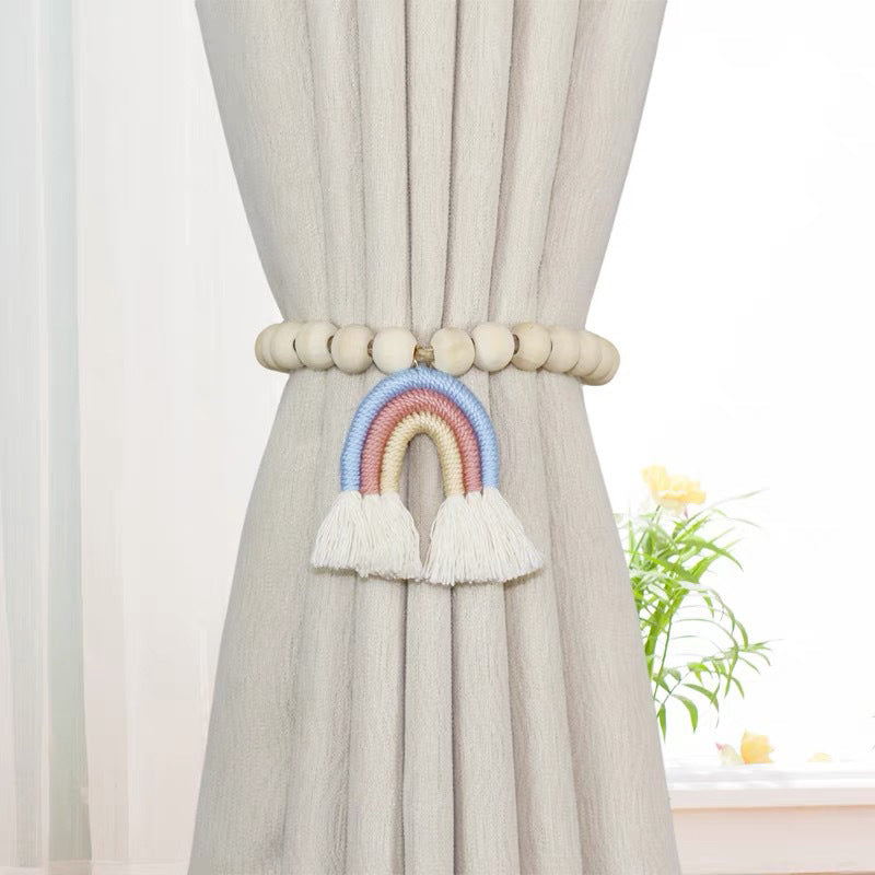 Punch-free rainbow tassel curtain tie