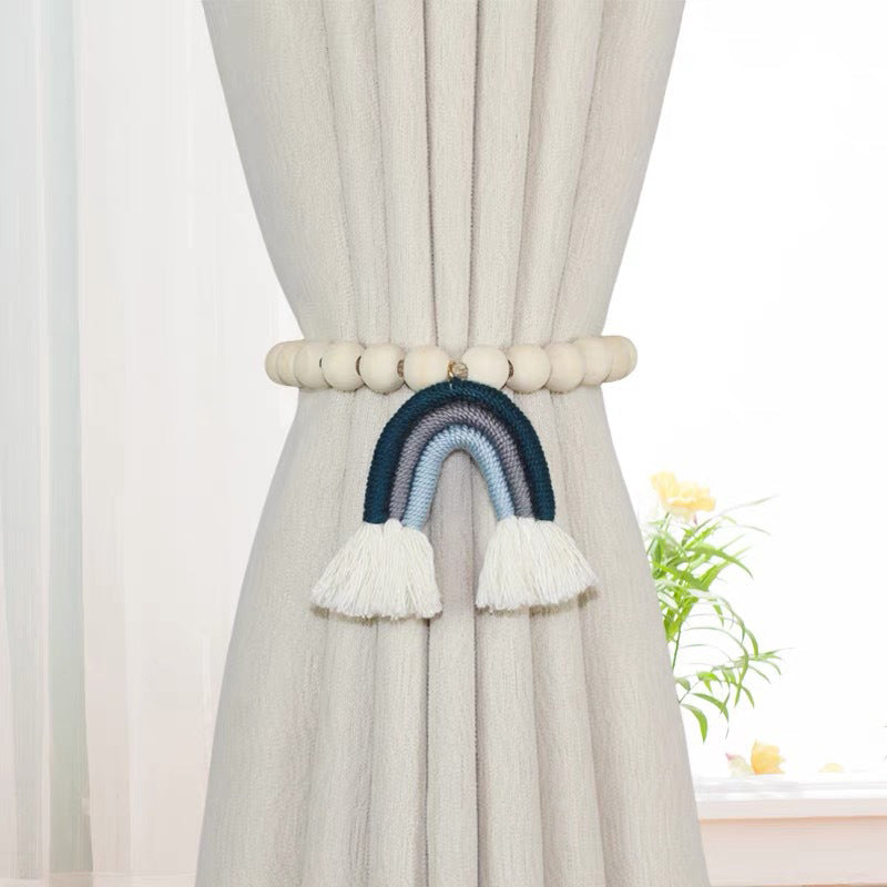 Punch-free rainbow tassel curtain tie