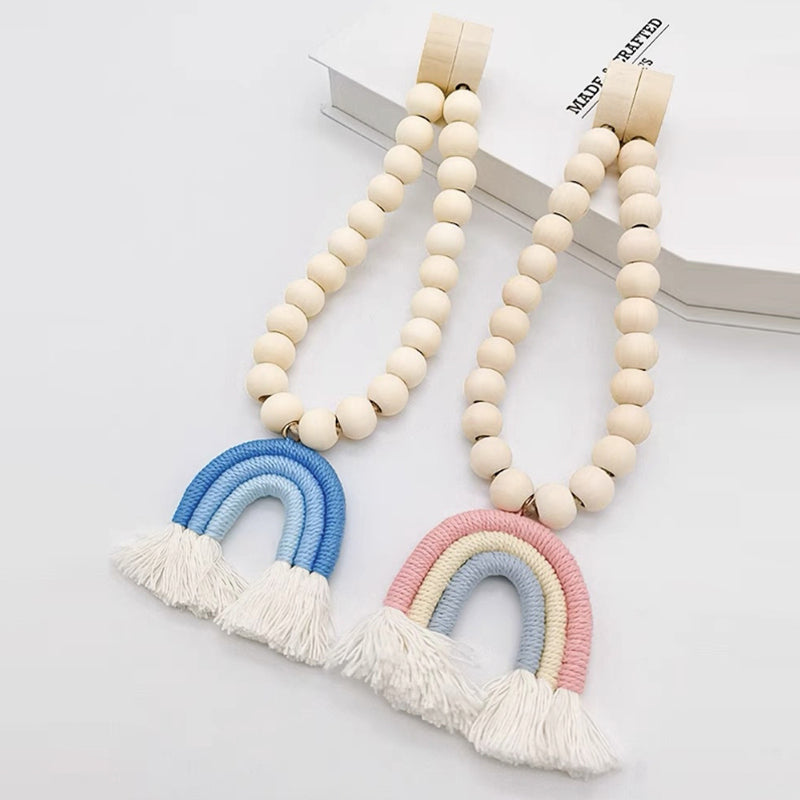 Punch-free rainbow tassel curtain tie