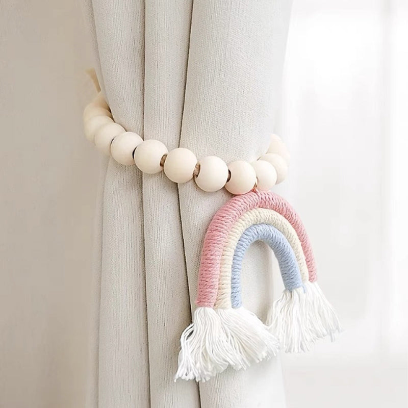 Punch-free rainbow tassel curtain tie