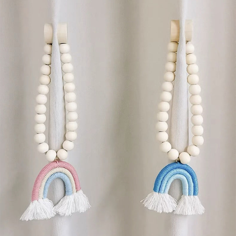 Punch-free rainbow tassel curtain tie
