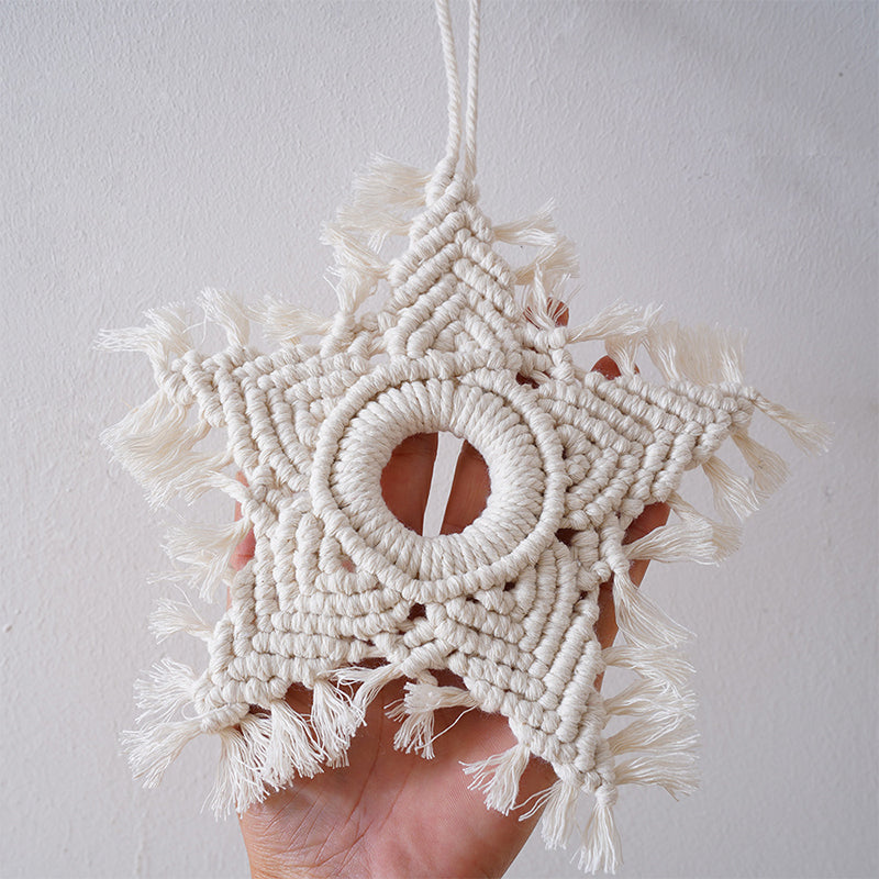 Hand-woven five-pointed star pendant