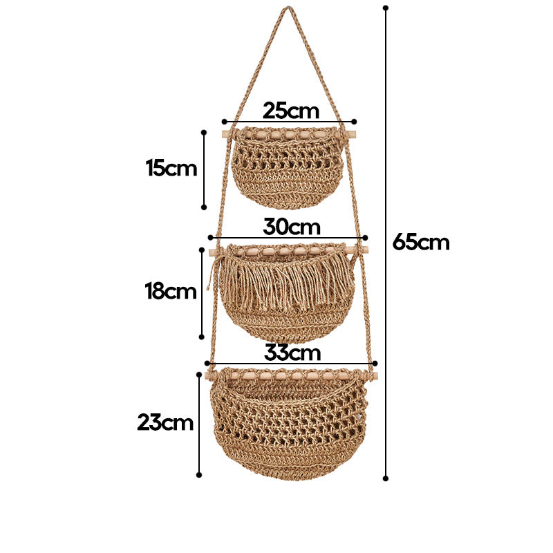 Three-layer fruit net storage basket