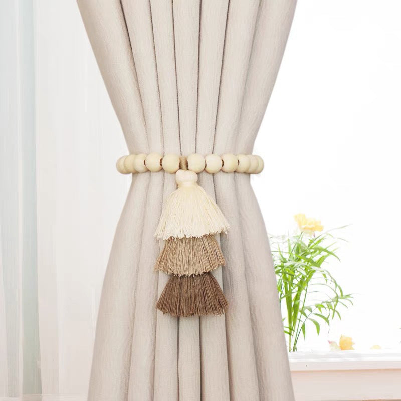 Punch-free rainbow tassel curtain tie